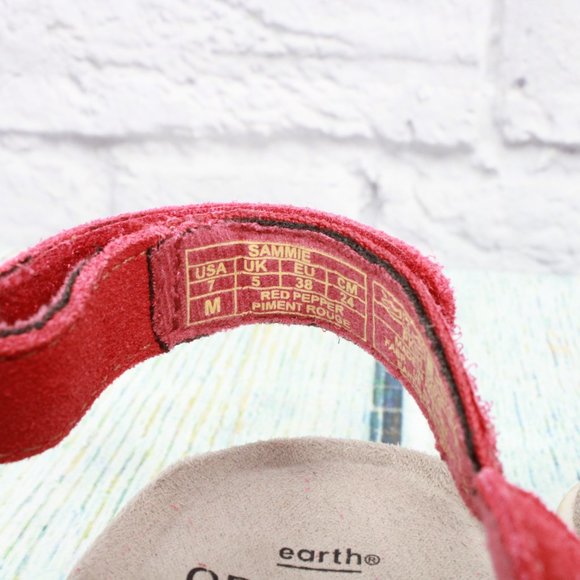 Earth Origins Sammie Red Suede Open Toe Adjustable Strappy Sandals Size 7 M - Picture 9 of 9